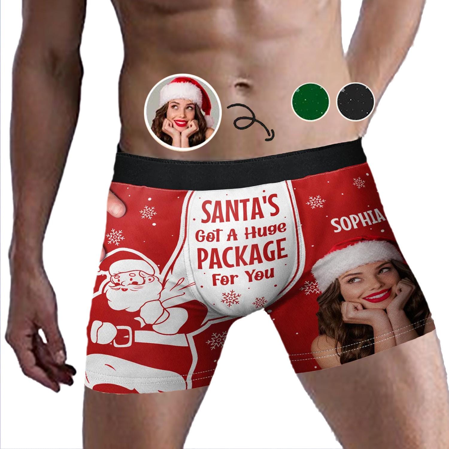 Custom Photo Santa&#39;s Got A Huge Package For You - Personalized Men&#39;s Boxer Briefs - Love for my husband
