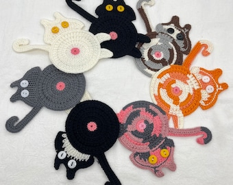 Handmade crochet cat butt coasters | Cat butt coasters Coffee coasters | Home decoration | Crochet coasters | housewarming gift