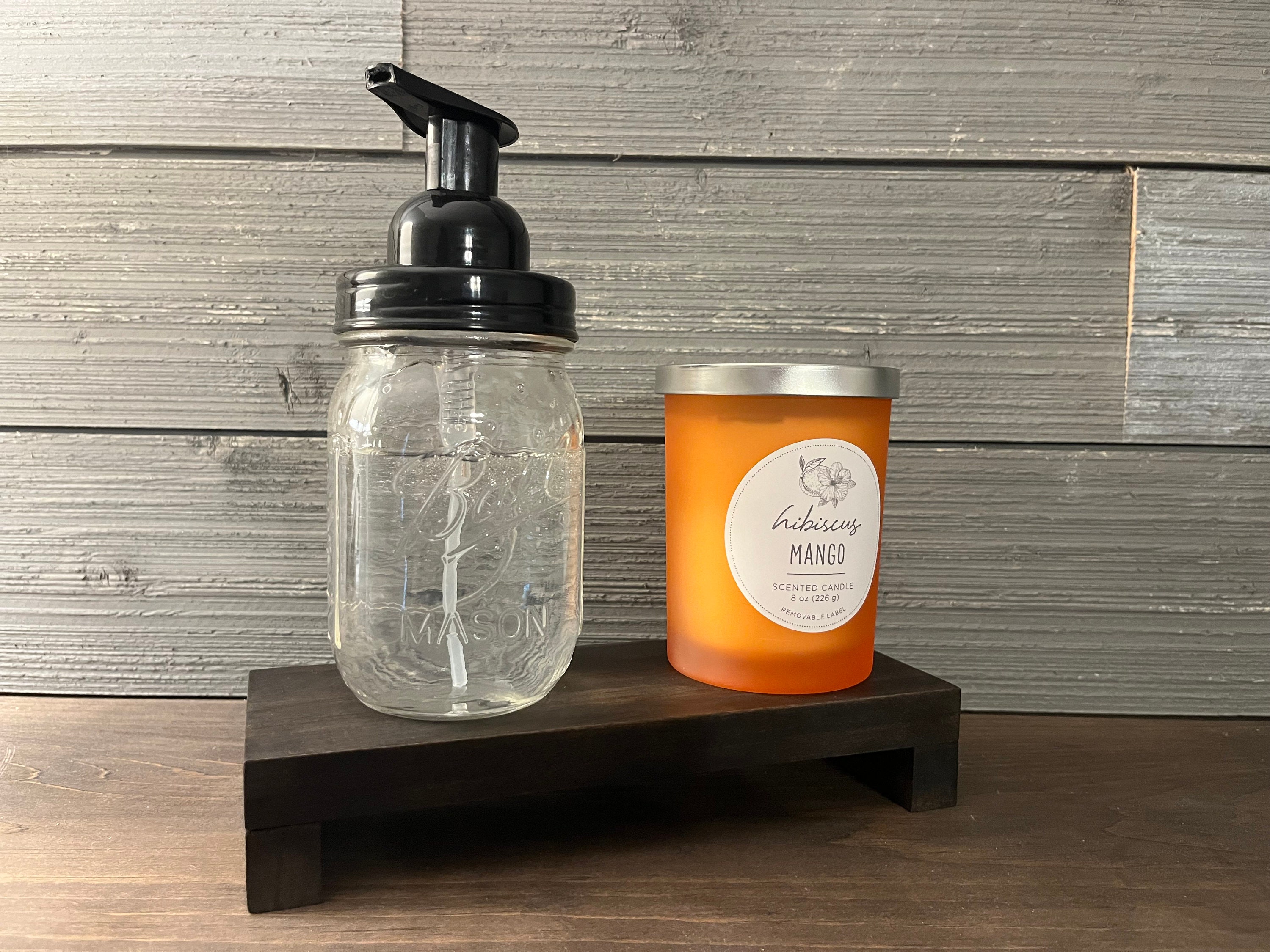 OLLIES Soap Dispenser for Kitchen Sink and Bathroom - 17oz with Bamboo Pump  and Stylish Label - Ideal for Hand Soap and Dish Soap - Soap Dispenser Set