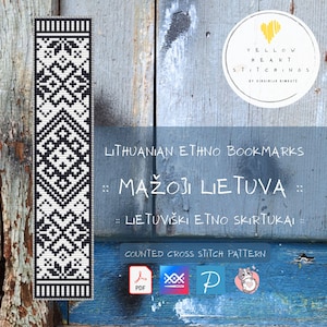 Lithuanian Ethno Bookmarks MAŽOJI LIETUVA Counted cross stitch pattern chart (Pdf and XSD)