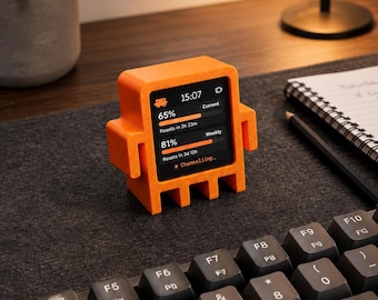 Clawdmeter housing: a small robot body for the desk gadget that keeps an eye on Claude for you.