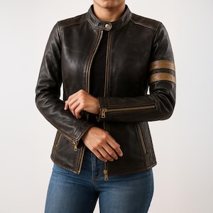 Vintage Biker Leather Jacket: Handmade Distressed Pure Leather