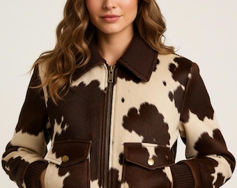 Handmade Cowhide Leather Bomber Jacket: Western Rodeo Style - Zarienne Leathers