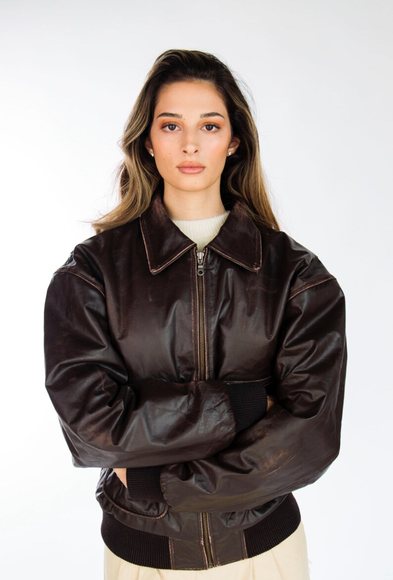 Vintage 90s Oversize Lambskin Bomber Jacket Genuine Soft Leather for ...