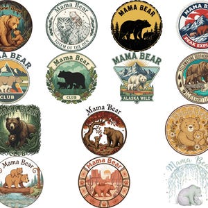 M11 Mother's Day Mama Bear PNG SVG Design Bundle Badge Patch Nature Forest Clipart Mom's Birthday clipart png svg bundle. Commercial Use.