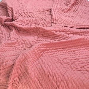 Solid Peach Quilt Handmade Bedding Comforter, Pure Cotton Throw Blanket for Home Decor, Twin Queen King Bedspread Pink, Vintage Quilts Boho