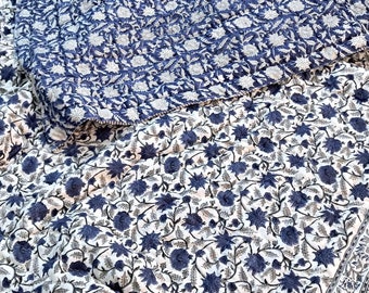 Blue Floral Cotton Duvet Cover Set | Indian Reversible Quilts for Sale Floral Cotton Bedspread, Farmhouse Bedding, Luxury Home Decor
