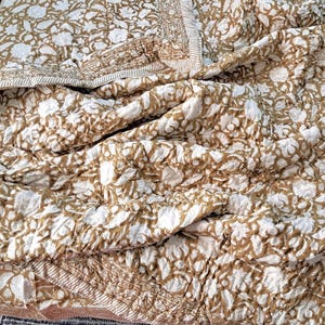 Couette indienne Jaipuri Block Print, imprimé floral, réversible, Jaipuri Razai, coton Kantha, fait main, jetée matelassée, édredon marron