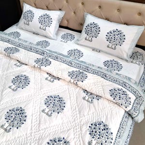 Cotton Bed Sheet Set Handmade Bedding Flat Sheet \ Kantha Quilt Bedspread \ Luxury Duvet Cover Set