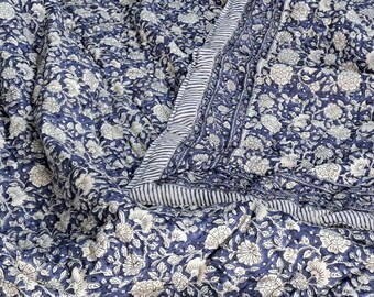 Indigo Blue Duvet Cover Set, Hand Block Printed Cotton Quilt Cover, Zipper Style Duvet Cover, Extra Soft Duvet Cover & Pillow Covers