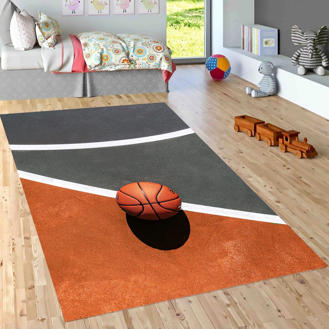 Basketball Rug Sports Rug Ball Design Rug Kids Room Decor Etsy