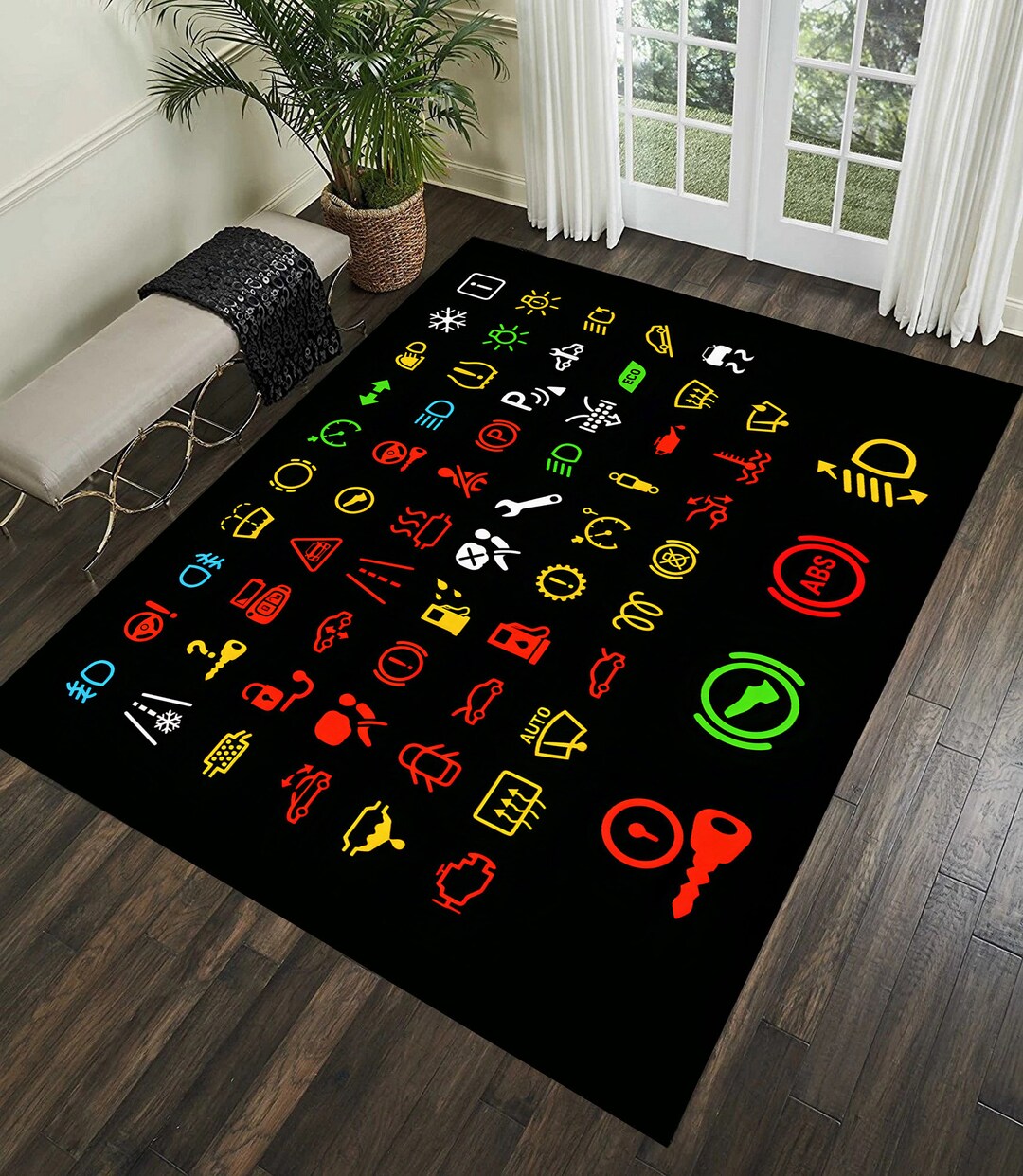 Car Dashboardsymbolicon Pattern Rugs, Area Rug, Office Rug, Driver