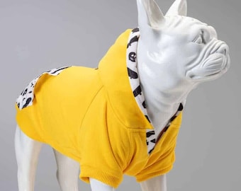 Yellow Design Dog Hoodie - High quality Dog Sweatshirt - small to large dog clothing-kangaroo pocket