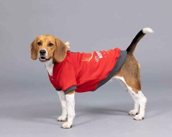 Deer embroidery Red Design Dog Hoodie - High quality Dog Sweatshirt - small to large dog clothing -quality embroidery