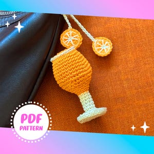Crochet Aperol Spritz Bag Charm Pattern: Summer Cocktail Keychain (PDF Pattern)