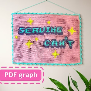 SERVING CAN'T 壁掛けかぎ針編みタペストリー PDF グラフパターン A3