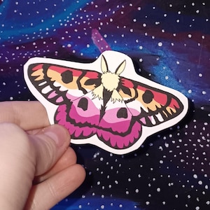 Pride Flag Moth Stickers - Lesbian , Bisexual , Asexual , Pansexual , Intersex Progress , Gay , Transgender , Unlabeled , Queer , Nonbinary