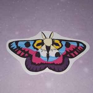 Pride Flag Moth Stickers - Polyamory , Agender , Aromantic, Demisexual , Genderfluid , Intersex , Polysexual , Genderqueer , Pink/Yellow