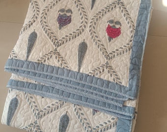 Juego de edredón de algodón estampado a mano / Ropa de cama ligera reversible para verano