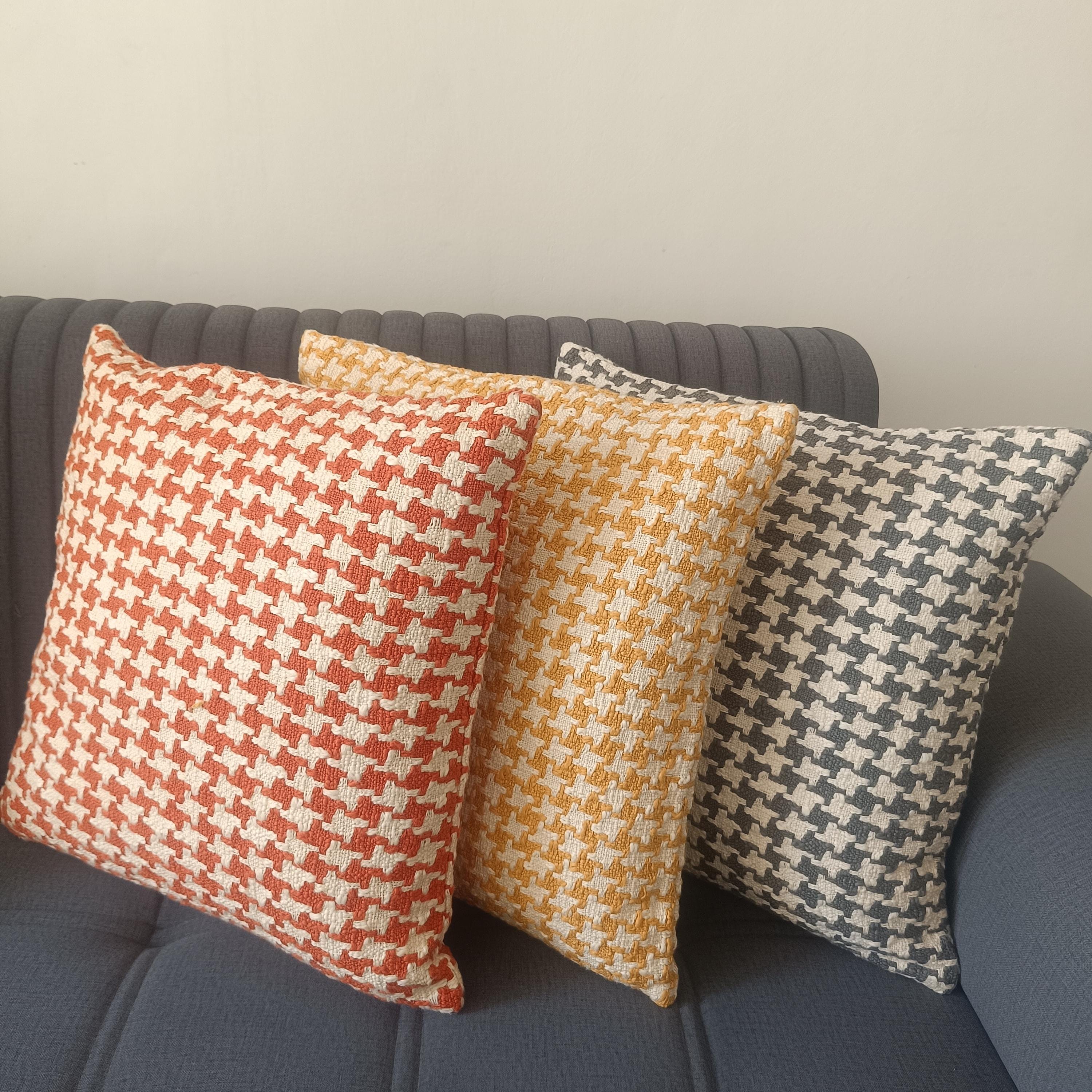 Woven textured Cushion cover, Size 18"x18" . Geometric Pattern , Hand crafted pillow cover ,  House warming gift, christmas gift, Home decor