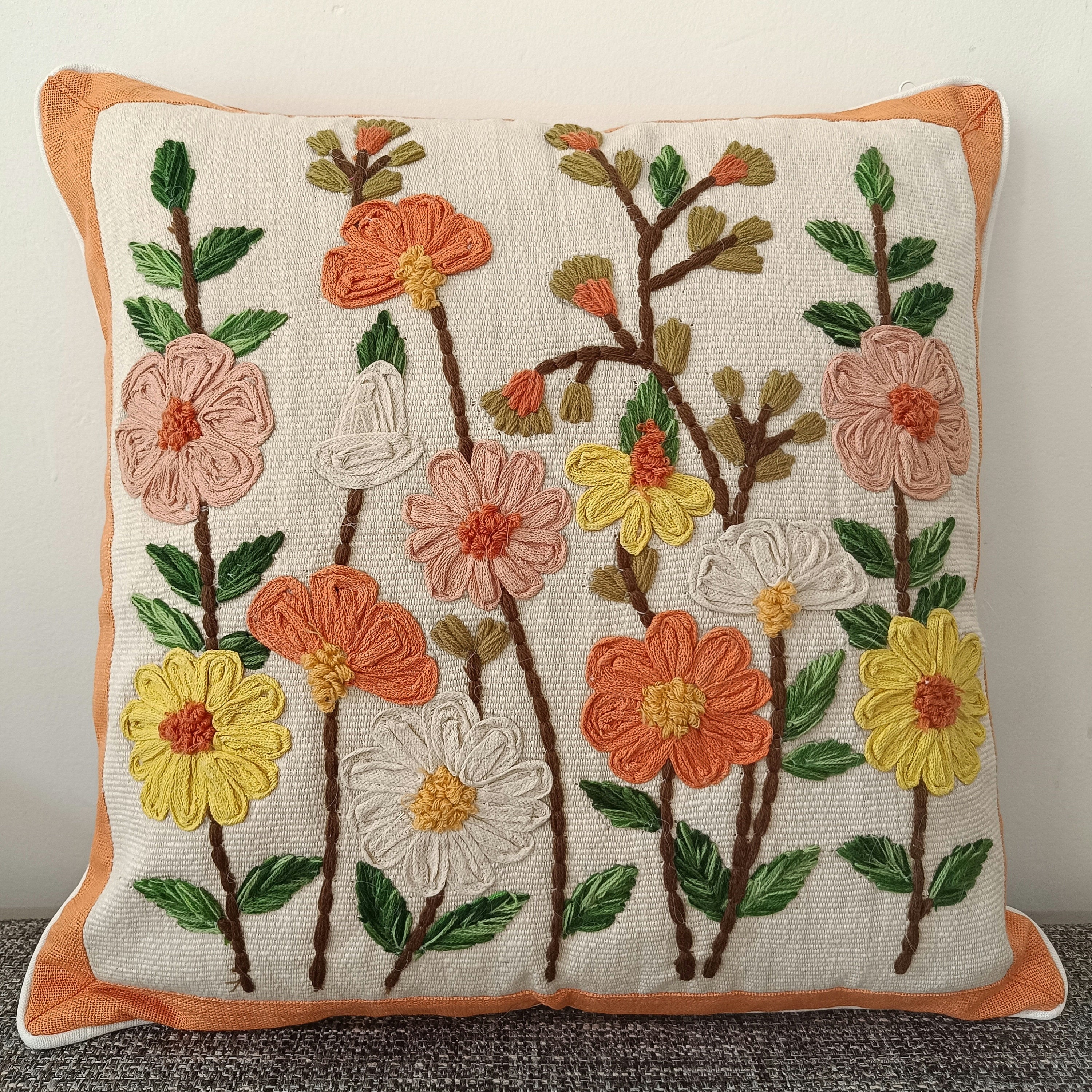 Embroidered Cushion Cover Etsy