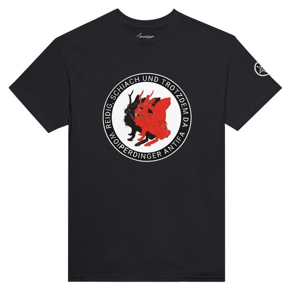 Woiperdinger Antifa-Schweres Unisex T-Shirt mit Rundhalsausschnitt
