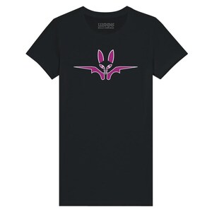 Söt, arg fladdermus premium-t-shirt med rund hals för kvinnor | Bella + Canvas 6004 Svart