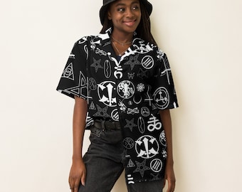Occult-Alloverprint-Unisex Hemd mit Knöpfen