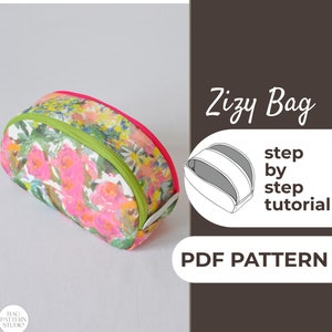 Padrão de costura para bolsa com zíper | Bolsa pequena tipo carteira | Bolsa organizadora | Padrão + Instruções detalhadas de ilustração | A0, A4 e US-Letter