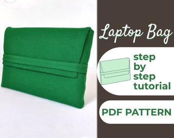 Laptop Bag Sewing Pattern, Laptop Case Pattern, Laptop Sleeve, Bag for 14" & 16" Laptop, A0, A4, US-Letter Pattern + Detailed Instruction