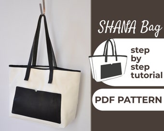 Large Tote Bag Sewing Pattern | Shoulder Bag | Weekender Bag Pattern | Pattern + Detailed Illustration Instruction | A0, A4 & USLetter