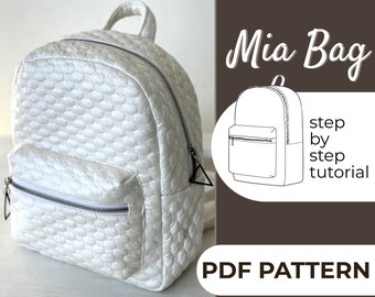 Mini Backpack Sewing Pattern, Cute Small Backpack, Unisex Backpack Tutorial, Small Rucksack, PDF, A0, A4 & US-Letter + Detailed Instruction