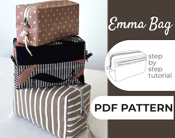 Make Up Bag PDF Sewing Pattern, Cosmetic Bag Pattern, Pencil Case Tutorial, Toiletry Pouch, A0, A4, US-Letter Pattern + Easy Instruction