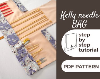 Knitting Needle Case Sewing Pattern, Needle Organizer Bag, Storage Pouch, A0, A4 & US-Letter Pattern + Detailed Instruction