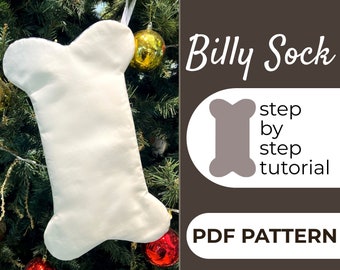 Dog Bone Strumpf Schnittmuster, Weihnachtssocke, Schnittmuster für Anfänger, A0, A4 & US-Letter + ausführliche Anleitung