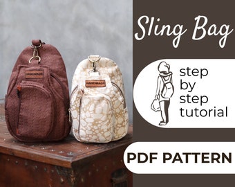 Sling Bag Sewing Pattern, Crossbody Bag, Traveler Bag Pattern, Backpack Pattern, PDF, A0, A4 & US-Letter Pattern + Easy Detailed Instruction