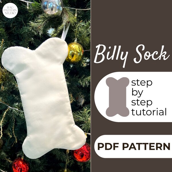 Dog Bone Stocking Sewing Pattern, Christmas Sock, Easy Beginner Project, A0, A4 & US-Letter Pattern + Detailed Instruction