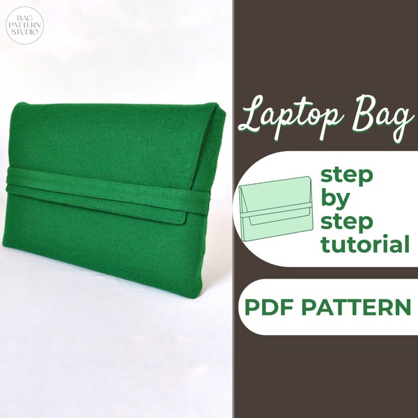 Laptop Bag Sewing Pattern, Laptop Case Pattern, Laptop Sleeve, Bag for 14" & 16" Laptop, A0, A4, US-Letter Pattern + Detailed Instruction