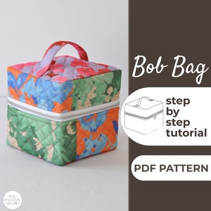 Patrón de costura en PDF para bolsa de maquillaje, patrón para bolsa de cosméticos, bolsa para artículos de tocador, patrón A0, A4, tamaño carta de EE. UU. + instrucciones detalladas
