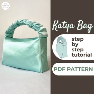 Stiff Handtasche Schnittmuster, Kleine Tasche Schnittmuster, Satin Beutel Tasche, A0, A4 & US-Letter Schnittmuster + ausführliche Anleitung