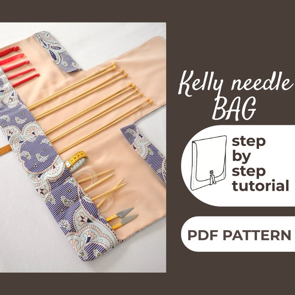 Knitting Needle Case Sewing Pattern, Needle Organizer Bag, Storage Pouch, A0, A4 & US-Letter Pattern + Detailed Instruction