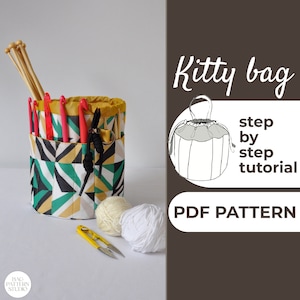 Schnittmuster für die Stricktasche | Strick Projekt Tasche | Anfänger Schnittmuster + Anleitung für Anfänger | 22x18x18cm | A0, A4 & US-Letter