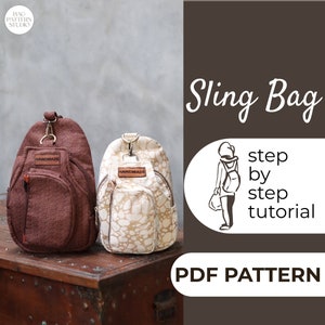 Sling Bag Schnittmuster, Crossbody Bag, Traveler Bag Schnittmuster, Rucksack Schnittmuster, PDF, A0, A4 & US-Letter Schnittmuster + einfache detaillierte Anleitung