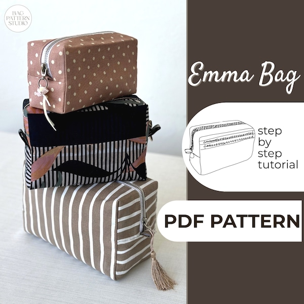 Make Up Bag PDF Sewing Pattern, Cosmetic Bag Pattern, Pencil Case Tutorial, Toiletry Pouch, A0, A4, US-Letter Pattern + Easy Instruction