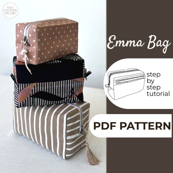 Make Up Bag PDF Sewing Pattern, Cosmetic Bag Pattern, Pencil Case Tutorial, Toiletry Pouch, A0, A4, US-Letter Pattern + Easy Instruction