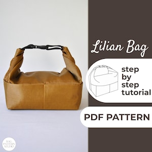 Schnittmuster für Lunchbag | Lunch Box Kleine Handtasche | Anfänger Schnittmuster + Anleitung für Anfänger | 23x18x35cm | A0, A4 & US Letter