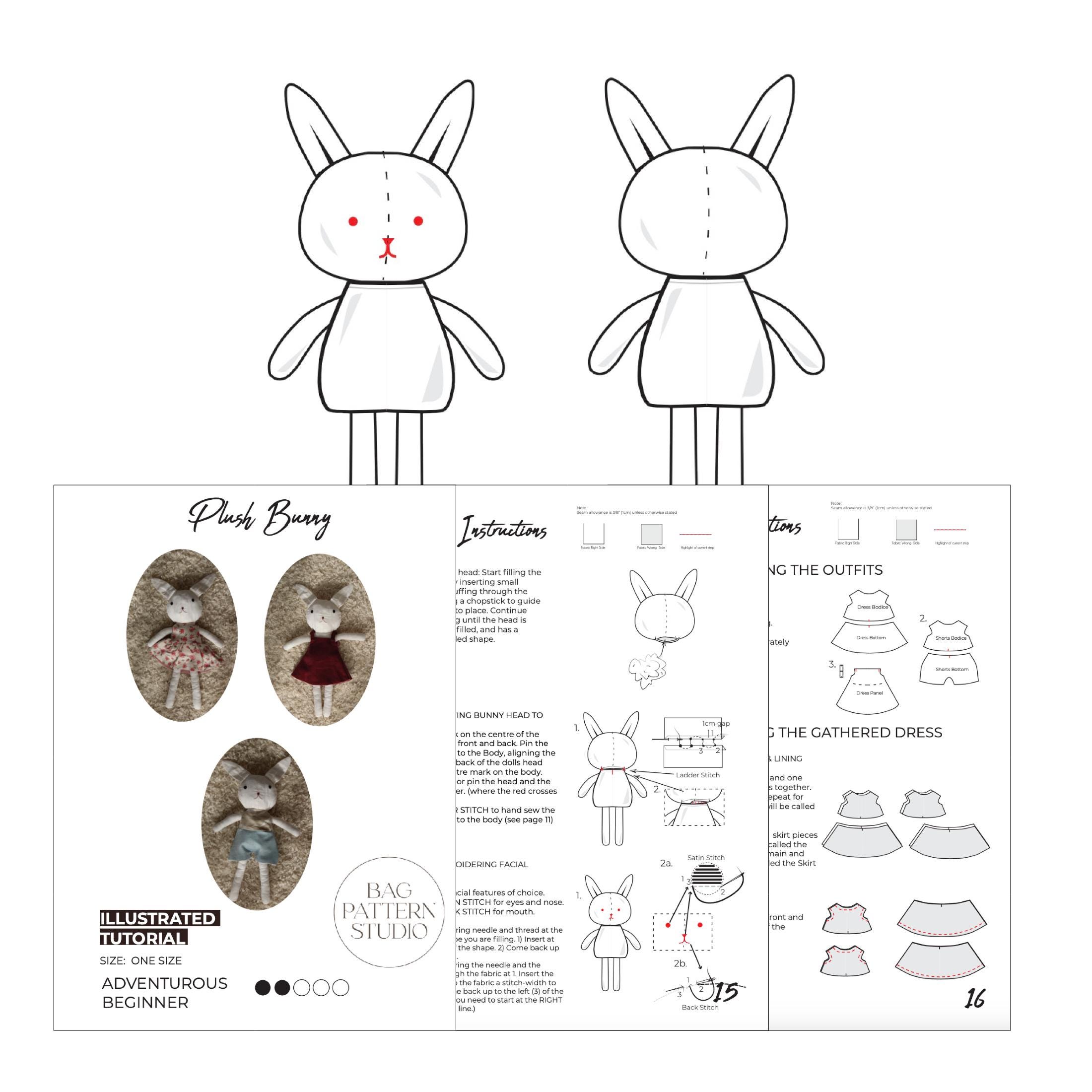 Bunny Plush Sewing Pattern | Stuffed Animal Pattern | Easy Beginner ...