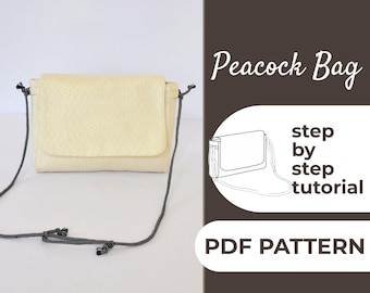 Patrón de costura para bolso de pavo real / Bolso bandolera pequeño (patrón en PDF)