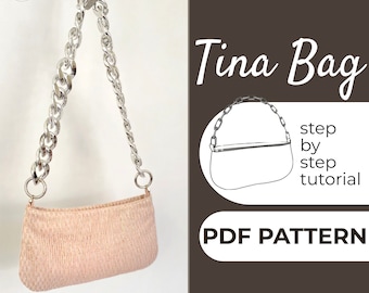 Shoulder Bag Sewing Pattern, Baguette Bag, Mini Bag, A0, A4, US-Letter Pattern + Detailed Written Instruction & Detailed Video Instruction