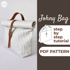 Roll Top Bag Schnittmuster, Aufbewahrungstasche, Stricktasche Schnittmuster, Picknick-Tasche Schnittmuster, A0, A4 & US-Letter + ausführliche Anleitung